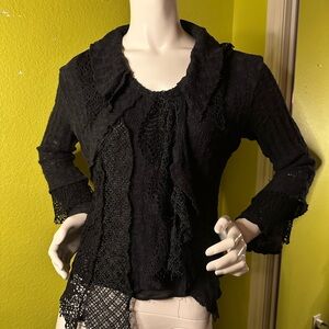 Pretty Angel Black Flowy Blouse